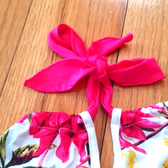 Love U Lots NWT Girls & Tweens Pink Ivory Floral Halter Dress - Picture 3 of 6